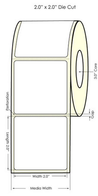 C6500 2" x 2" High Gloss Paper Labels 1100/Roll