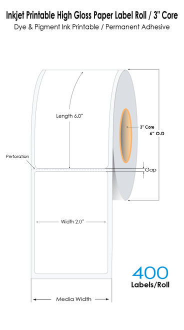 LX900 2" x 6" High Gloss Paper Labels 400/Roll