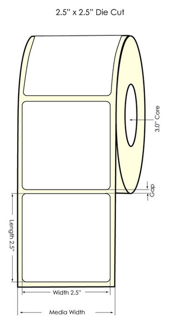 LX900 2.5" x 2.5" NP High Gloss Paper Labels 950/Roll Image 1