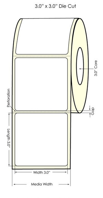 LX900 3" x 3" High Gloss Paper Labels 800/Roll Image 1