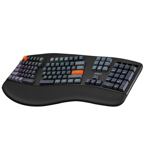 Adesso EASYTOUCH1500 | Wired/Wireless/Bluetooth Ergonomic Multi-OS Illuminated Mechanical VIA Keyboard With CoPilot Ai Hotkey