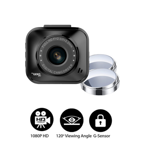 Adesso GO1228G | myGEKOgear by Adesso Orbit 122 Full HD 1080p Dash Cam, G-Sensor, and 2 Blindspot Mirrors Included