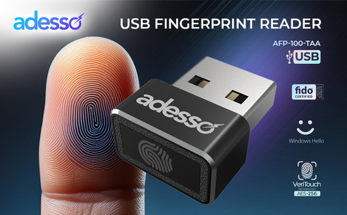 Adesso AFP-100-TAA | TAA Compliant Finger Print Reader (USB A Dongle)