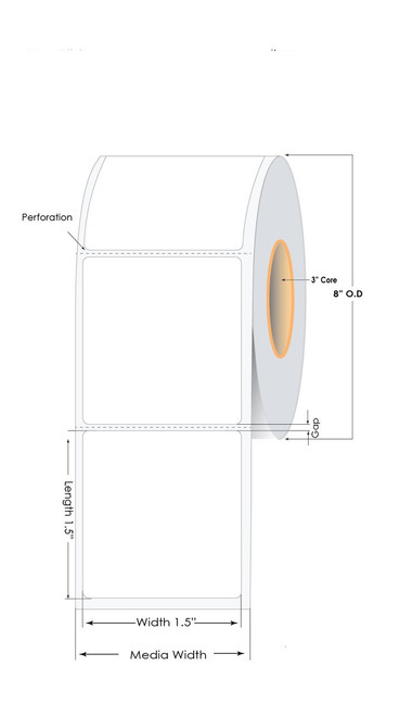 Thermal Transfer 1.5in x 1.5in Matte Silver Polyester Labels 3660/Roll 3in Core