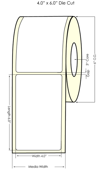 C6500 4" x 6" Chemical Label 350/Roll for Pigment Inkjet Printers