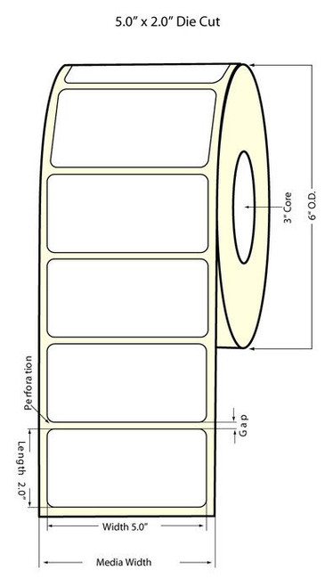 LX900 5" x 2" NP High Gloss Paper Labels 1100/Roll Image 1