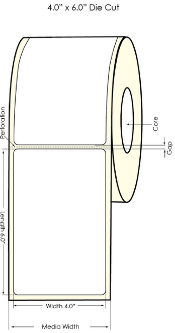 LX900 4" x 6"  White Polyester Label 400/Roll