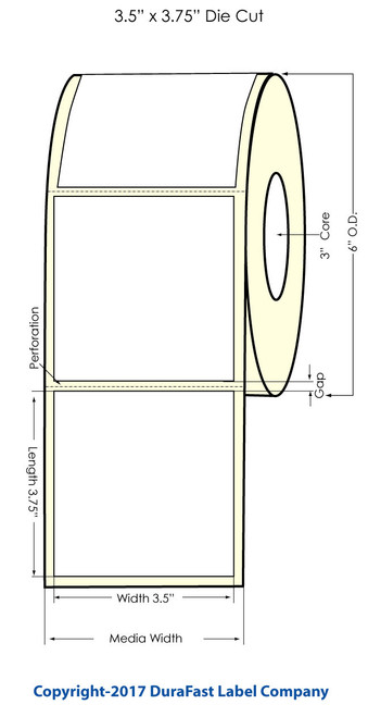 L801 3.5" x 3.75" Square corners High Gloss Paper Labels 680/Roll Image 1