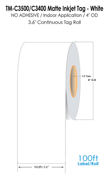 TM-C3500 3.6" x 86 ft Matte Tag Roll