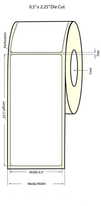LX900 0.5" x 2.25" NP Glossy BOPP Labels 1000/Roll