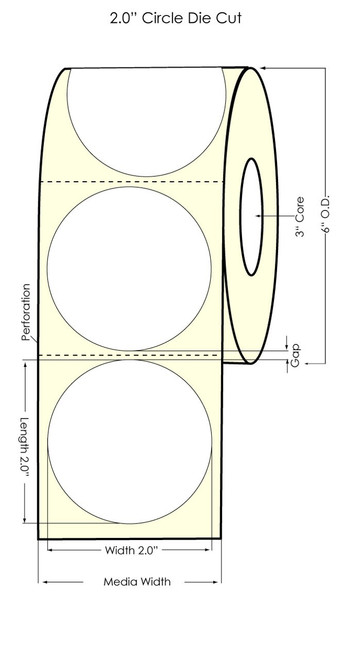 CW-C4000 and TM-C3500 2" Circle (1A) Chemical Label 500/Roll