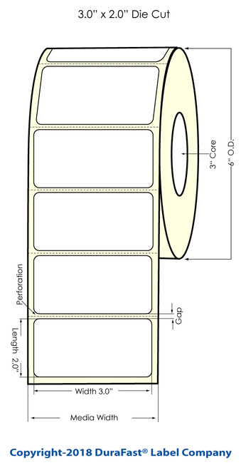 LX900 3" x 2"  Matte BOPP Labels 1100/Roll Image 1