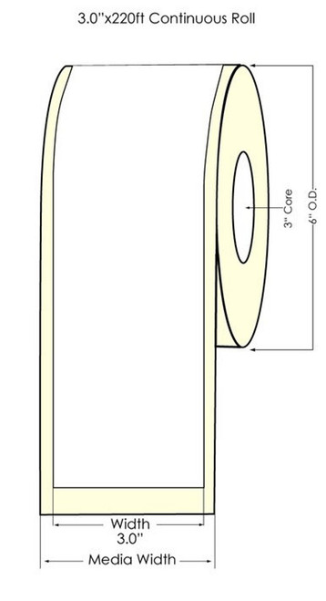 LX2000 3" x 220ft  Removable Matte BOPP Label Roll