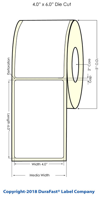 LX500 4" x 6"  Gold Polyester Label 300/Roll Image 1