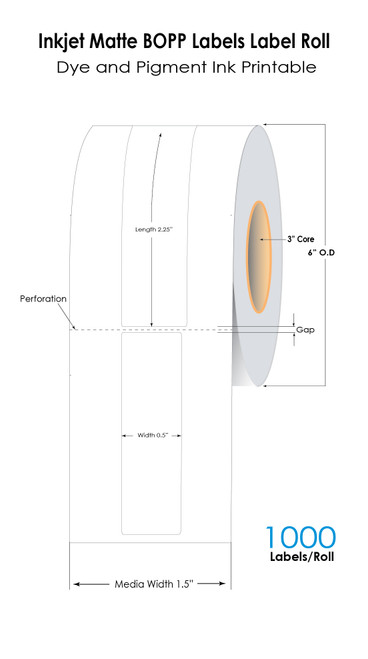 LX900 0.5" x 2.25" Matte BOPP Labels 1000/Roll