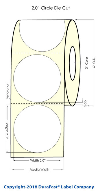 L501 2" Circle Glossy BOPP Labels 1000/Roll Matrix ON Image 1