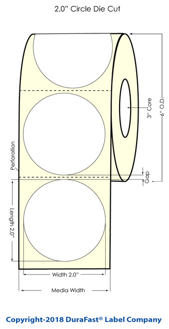 TM-C3500 2" Circle (1A) Matte Bopp Label 500/Roll Image 1