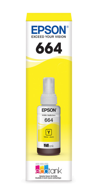 Epson WorkForce ET-16500 T664 Dye Yellow 70mL Ink Bottle - Sensormatic