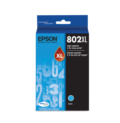 Epson T802XL Cyan Ink Cartridge 1,900 Page Yield Image 1