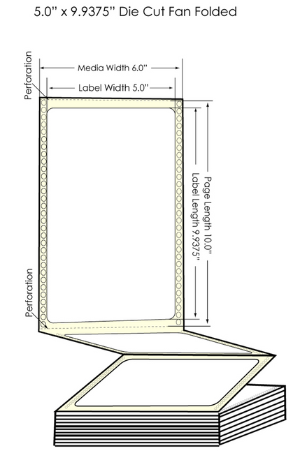 GP-C831 5" x 9.9375" High Gloss Paper Labels 850/Carton