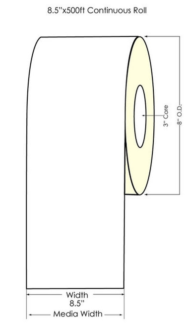 L801 8.5" x 500ft Matte BOPP Inkjet Label Roll