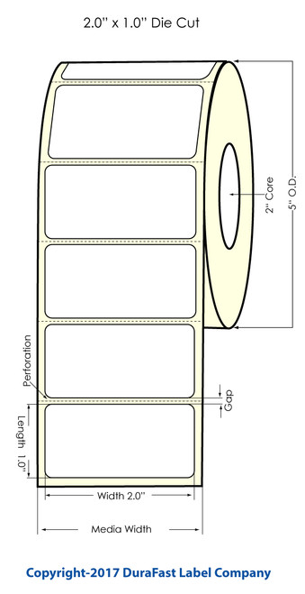 LX500 2" x 1" High Gloss Labels 1700/Roll Image 1