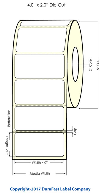 LX400 4" x 2" Custom High Gloss Labels 800/Roll Image 1