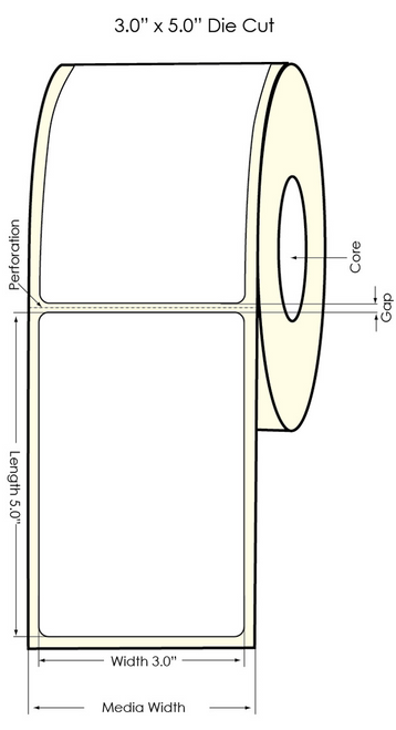LX500 3" x 5" White Polyester Label 200/Roll | 2" Core/4" OD Roll Image 1