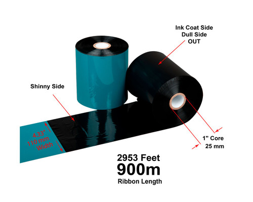 Zebra 170/172PAX 4.33" x 2953 feet TDW101 Wax-Standard Ribbon with Ink OUT | 12/Ctn