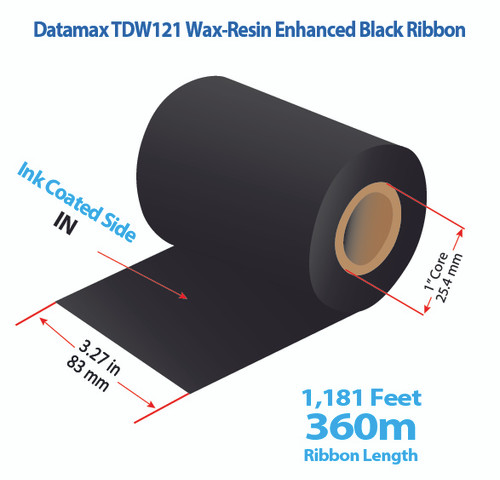 Datamax 3.27" x 1181 feet TDW121 Wax-Resin Enhanced Ribbon with Ink IN | 24/Ctn Image 1