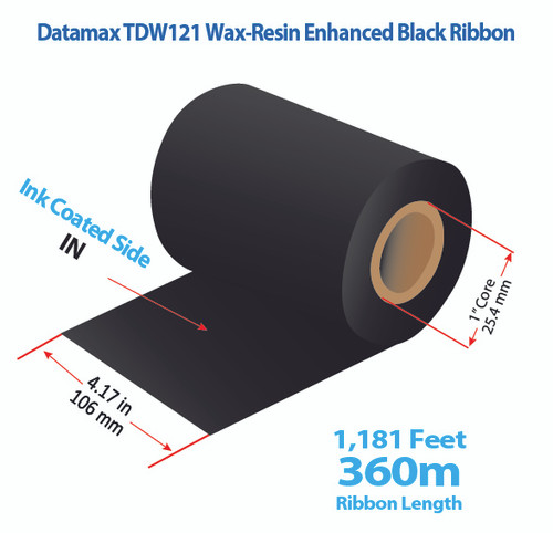 Datamax 4.17" x 1181 feet TDW121 Wax-Resin Enhanced Ribbon with Ink IN | 24/Ctn Image 1