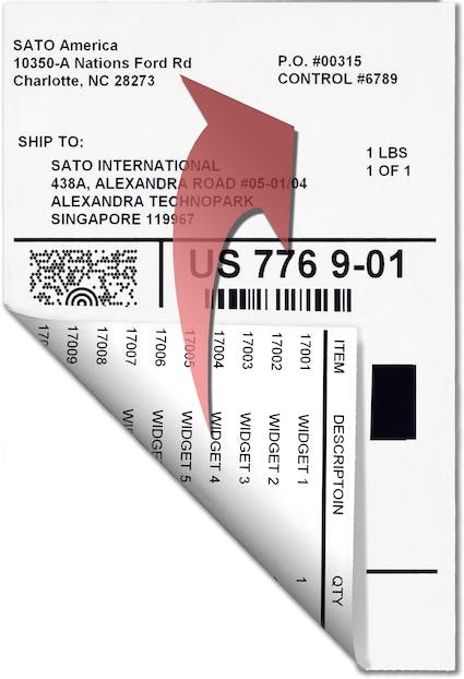 Two-Side label with shipping label on front and packing slip on the back