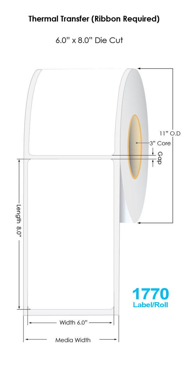 6 X 8 Thermal Transfer - Industrial Thermal Printer Labels