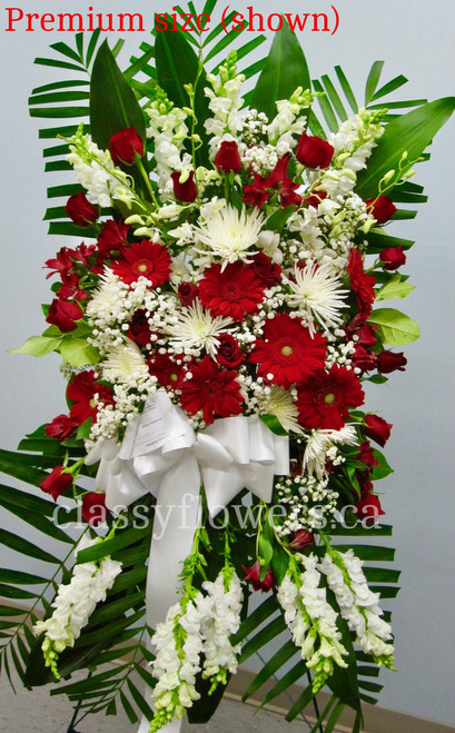 Sympathy Flower Standing Spray Red And White Flowers