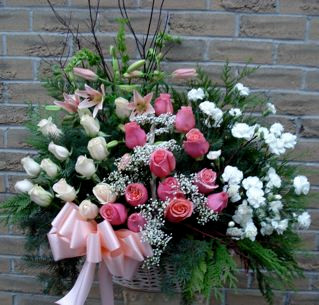 Arrangement With Roses And Lilies
