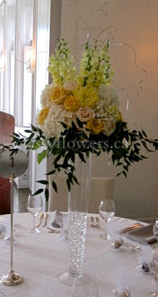 Reception Table Centerpiece With Mixed Flowers