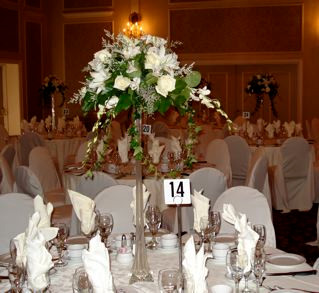 Dinner With Friend Table Centerpiece With White Flowers