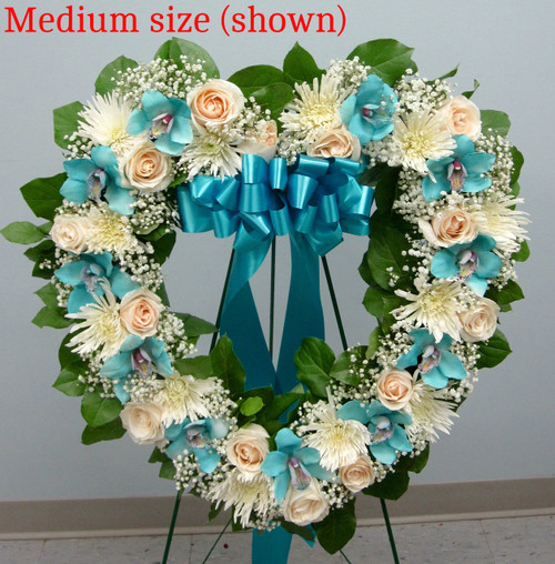 Sympathy Standing Open Heart With Cymbidium Orchids