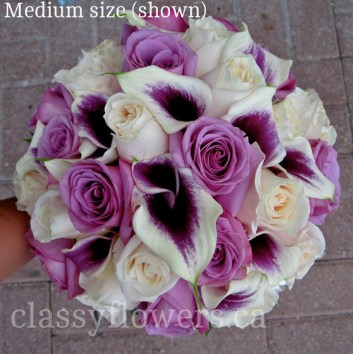 Hand Tied Bridal Bouquet  With Mini Calla Lilies And Roses