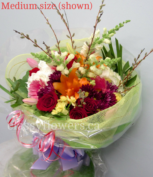  Round Bouquet With Bright Mixed Flowers