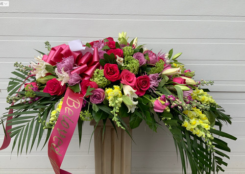 Premium Casket Spray  With Mixed Bright  Flowers 