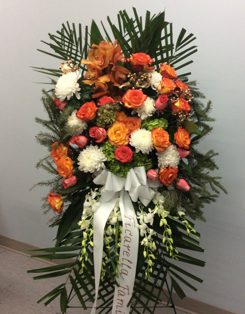 Standard Standing Spray With Mixed Fall  Flowers 