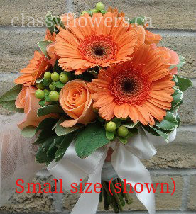 Bridesmaid Bouquet With Orange Gerberas And Roses