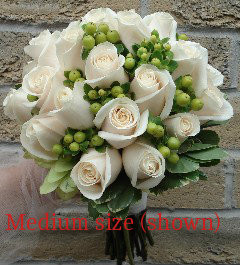 Bridal Bouquet With Ivory Roses And Hypericum Berries