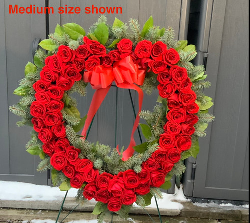 Sympathy Standing Open Heart With Red Roses 