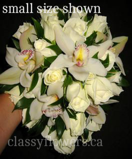 Cascading Bridal Bouquet Cream Roses And Cymbidium Orchids