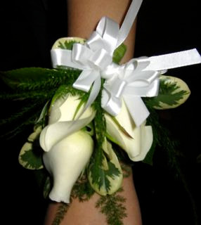 Three White Roses Wrist Corsage