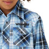 Boy's Wrangler Logo Western Plaid Shirt Blue