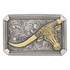 Montana Silversmiths Two Tone Leaning Long Horn Attitude Buckle