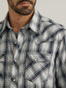 Men's Wrangler Long Sleeve with Snaps in Ombre Grey Plaid